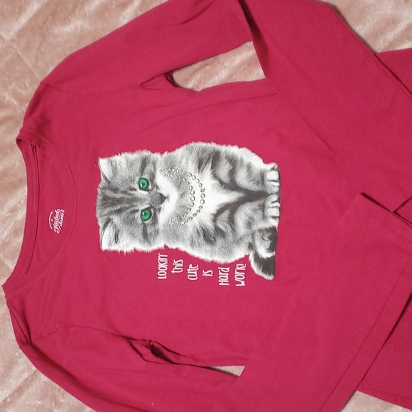 Faded Glory girls kitten shirt with glitter and bling size L/G 10-12 - Picture 3 of 5